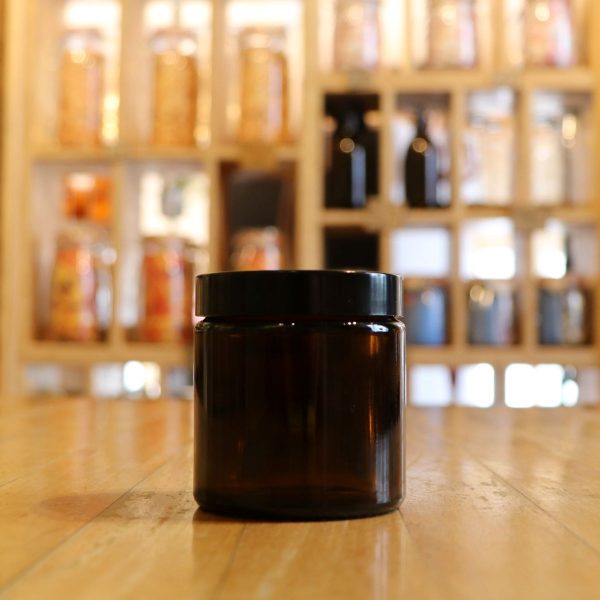 Amber glass ointment jar