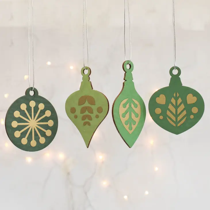 Christmas Tree Decoration Set, Green With Gold