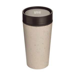 Circular&Co. Reusable Coffee Cup, 12, cream and black, top view