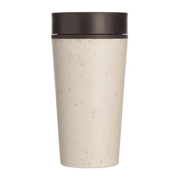 Circular&Co. Reusable Coffee Cup, 12, cream and black, front view