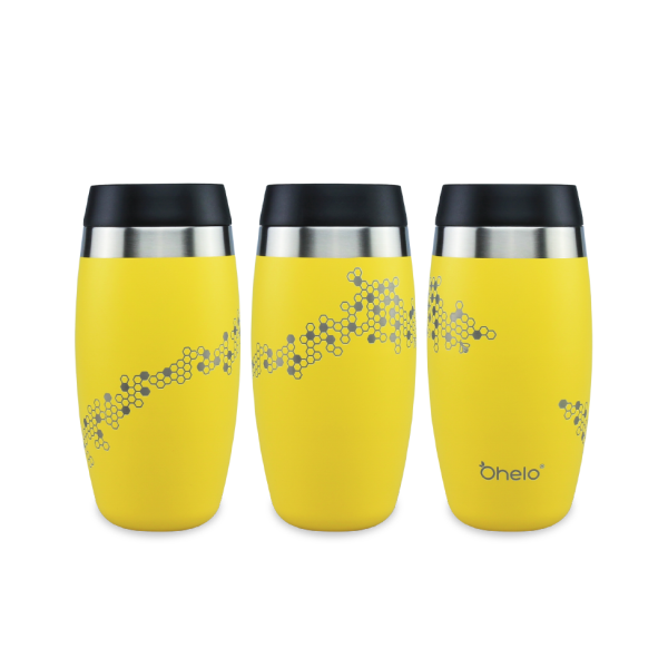 Ohelo yellow bee cup, three sides