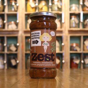 Zest tomato, mushroom and green pepper pasta sauce