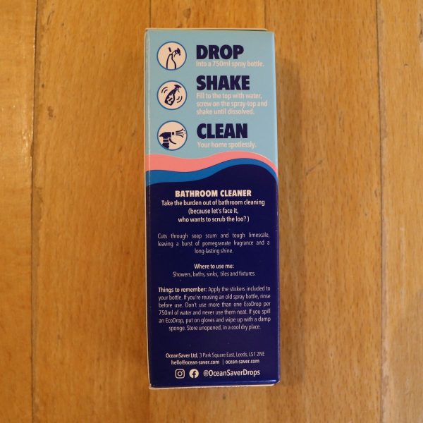 Ocean Drop bathroom cleaner back