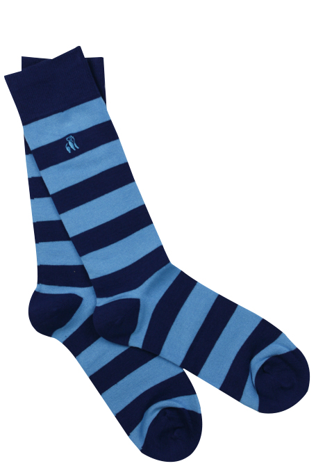 Swole Panda Sky Blue Striped Socks