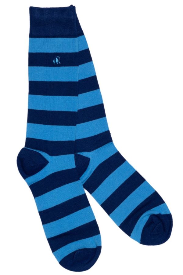 Swole Panda Sky Blue Striped Socks