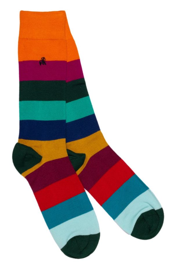 Swole Panda Multi Coloured Block Striped Socks