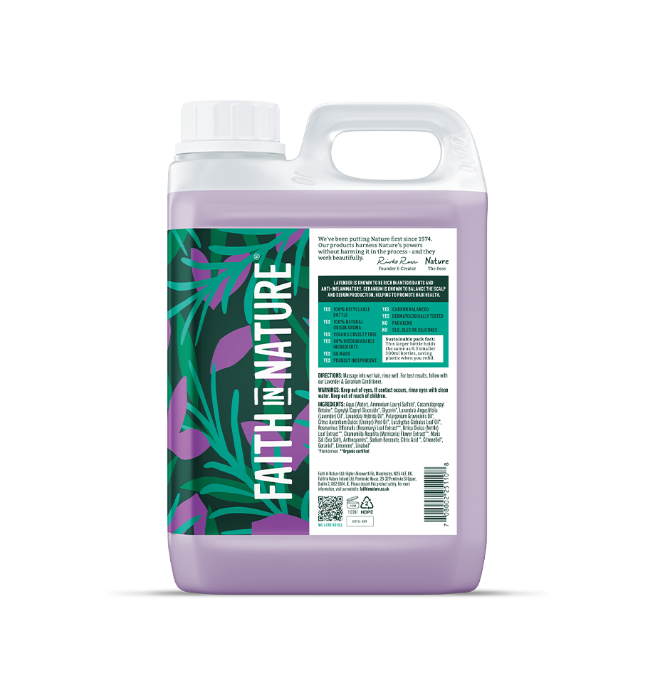 Faith in Nature Lavender & Geranium Shampoo Refill | Zero Green Bristol