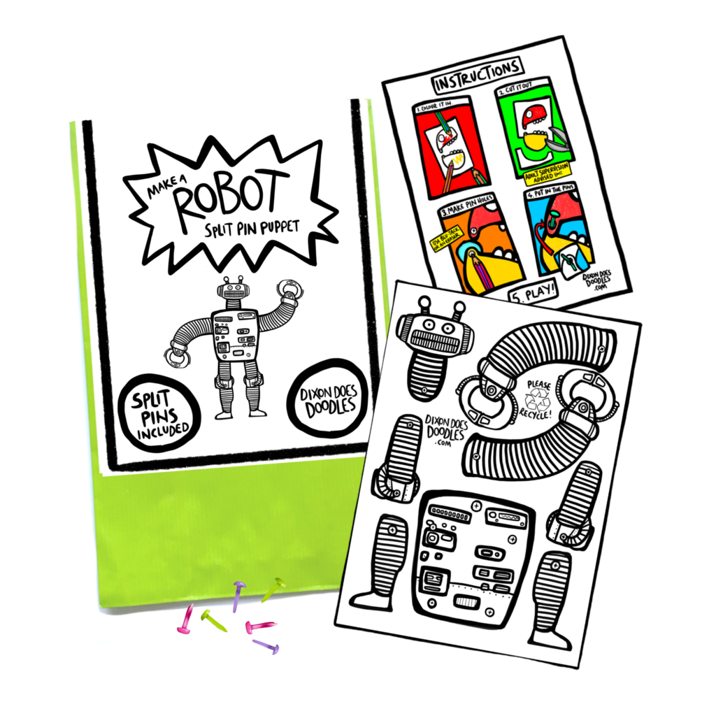 Robot Split Pin Puppet Craft Pack | Zero Green Bristol