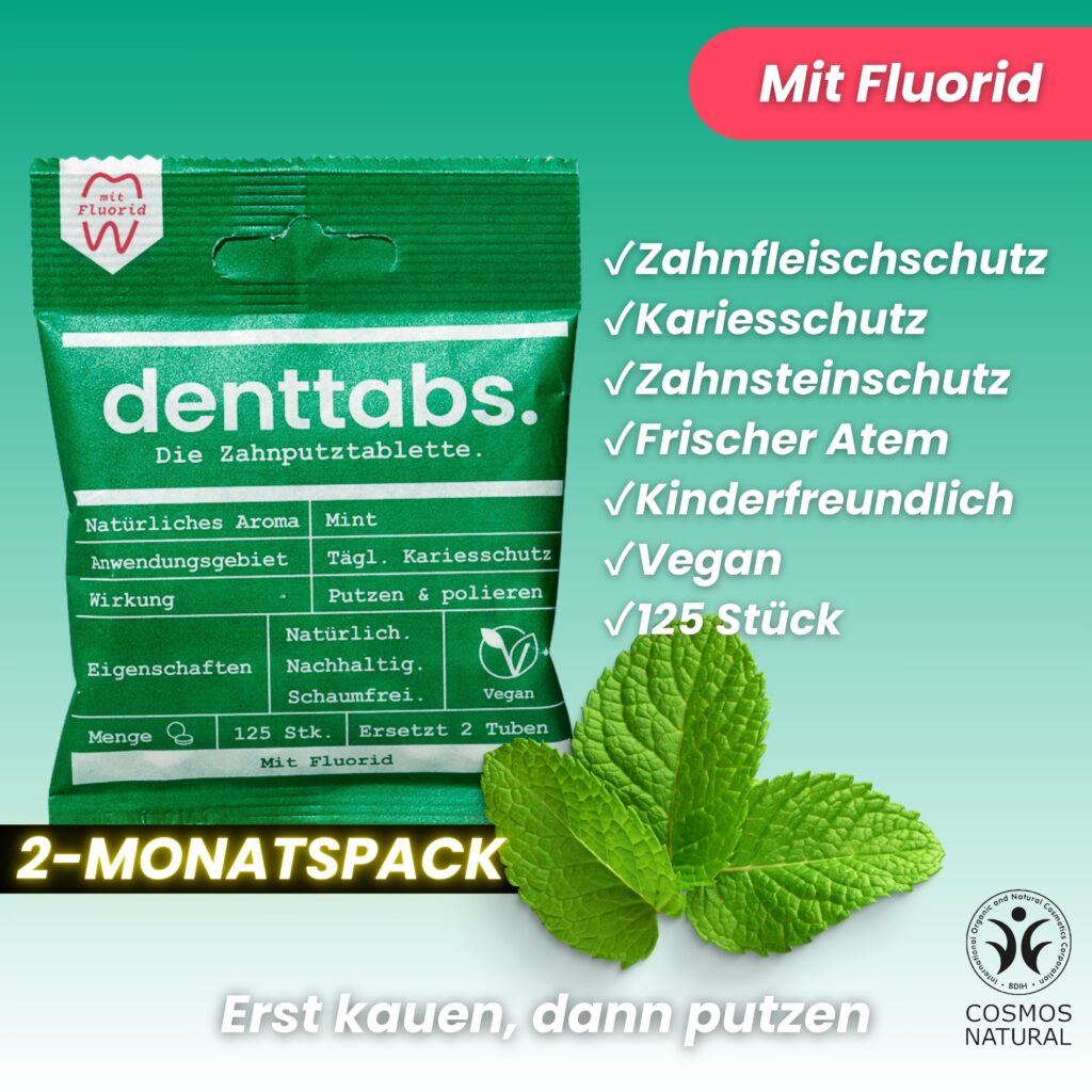 Denttabs Mint Toothpaste Tablets | Zero Green Bristol